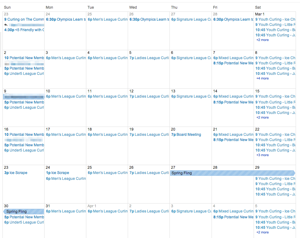 Calendar of activities